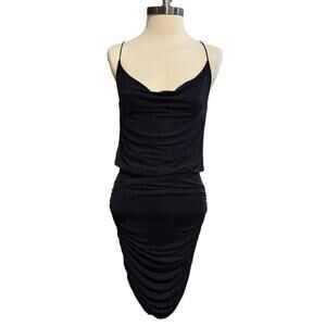 NWT Black Mini Dress party club sexy Sparkly sleeveless Vneck bodycon (S)